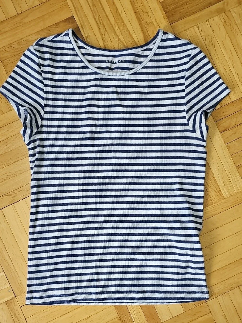 American Eagle Outfitters Pink Rib Tee & Navy Striped Tee - 2 Pack, Size XS - Picture 5 of 8
